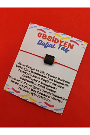 Sertifikalı Kare Ipli Obsidyen Taşı Bileklik