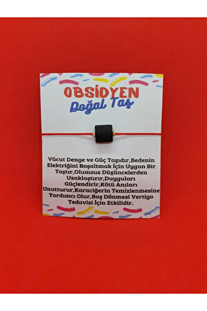 Sertifikalı Kare Ipli Obsidyen Taşı Bileklik