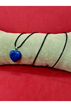Sertifikalı Doğal Lapis Lazuli Taşı Kalp Kolye Zincir Dahil