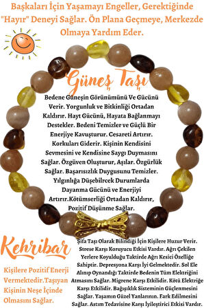Doğal Taş Bileklik Kehribar, Güneş Taşı Aaa Kalite Orijinal Doğal Taş Sertifikalı Kehribar