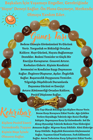 Doğal Taş Bileklik Kehribar, Güneş Taşı Aaa Kalite Orijinal Doğal Taş Sertifikalı Kehribar