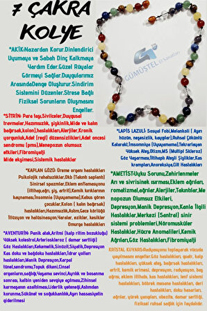 Doğal Taş 7 Çakra Tasarım Kolye Aaa Kalite Akik Sitrin Kaplan Gözü Aventurin Lapis Ametist Kuvars