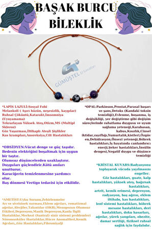 Sertifikalı Özel Tasarım Doğal Taş Başak Burcu Bileklik