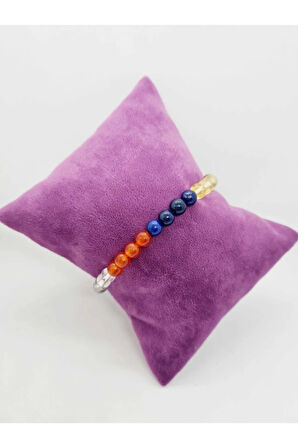 Doğal Taş 7 Çakra Bileklik Kehribar Akik, Sitrin Kaplan Gözü Aventurin Lapis Ametist K.kuvars