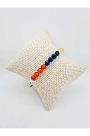 Doğal Taş 7 Çakra Bileklik Kehribar Akik, Sitrin Kaplan Gözü Aventurin Lapis Ametist K.kuvars