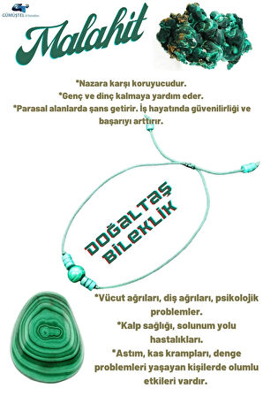 Doğal Taş Malahit Taşı Bileklik Özel Tasarım Asansörlü Kilit Sistemi