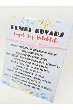 Sertifikalı Pembe Kuvars Doğal Taş Bileklik Aaa Kalite