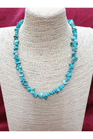 Sertifikalı Turkuaz Doğal Taş Kırıktaş Kolye