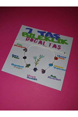 Sertifikalı 7 Taş Bileklik Doğal Taş Ip Bileklik Akik Turkuaz Ametist Sodalit Yeşim Yıldız Obsidyen