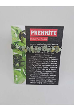 Sertifikalı Doğal Prehnite Taşı Bileklik Orijinal Doğal Taş