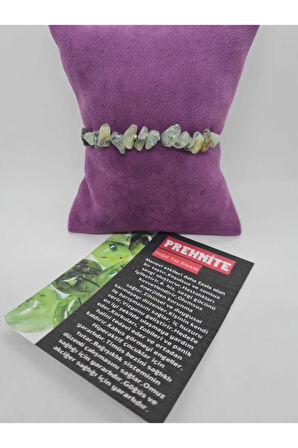 Sertifikalı Doğal Prehnite Taşı Bileklik Orijinal Doğal Taş