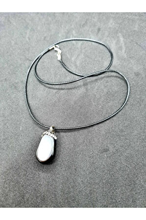 Sertifikalı Hematit Taşı Doğal Taş Kolye Zincir Ve Ip Zirkon Taş Detaylı