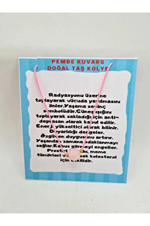 Sertifikalı Pembe Kuvars Doğal Taş Kolye Ayarlanabilir Orijinal Doğal Taş Çok Fonksiyonlu Kolye