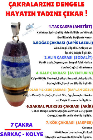 Sertifikalı Pandül Kesim Özel Fıçı Model 7 Çakra Doğal Taş Kadın Kolye