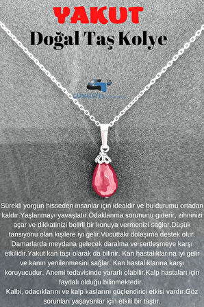 Yakut Doğal Taş Kolye Zincir Hediyeli