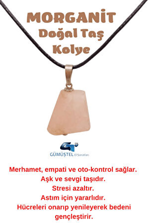 Sertifikalı Morganit Doğal Taş Kolye Zincir Hediyeli