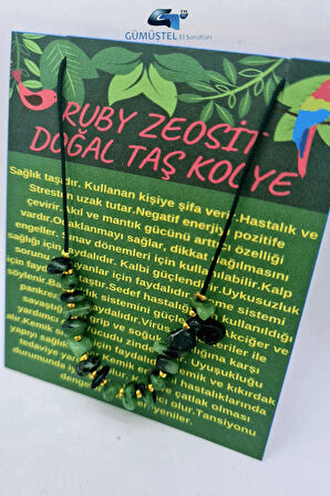 Sertifikalı Ruby Zeosit Taşı Tasarım Kolye Ayarlanabilir Orijinal Doğal Taş Çok Fonksiyonlu Kolye