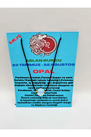 Sertifikalı Aslan Burcu Opal Taşı Doğal Taş Kolye