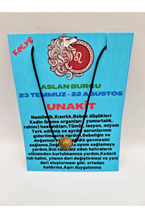 Sertifikalı Aslan Burcu Unakit Taşı Doğal Taş Kolye
