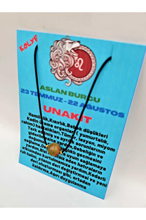 Sertifikalı Aslan Burcu Unakit Taşı Doğal Taş Kolye