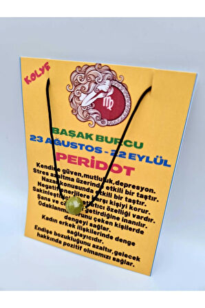 Sertifikalı Başak Burcu Peridot Taşı Doğal Taş Kolye