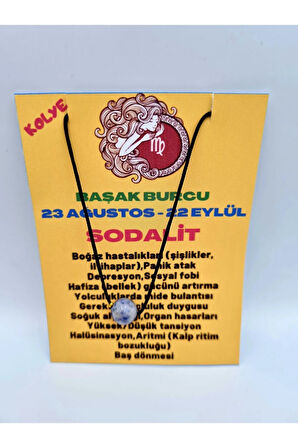 Sertifikalı Başak Burcu Sodalit Taşı Doğal Taş Kolye