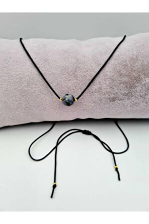 Sertifikalı Başak Burcu Obsidyen Taşı Doğal Taş Kolye