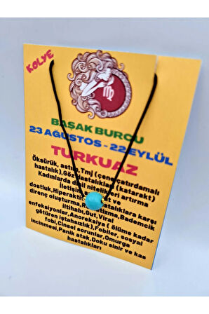 Sertifikalı Başak Burcu Turkuaz Taşı Doğal Taş Kolye