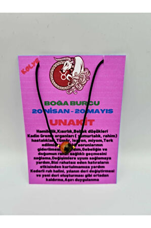 Sertifikalı Boğa Burcu Unakit Taşı Doğal Taş Kolye