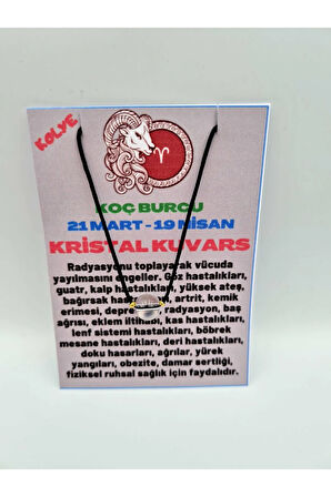 Sertifikalı Koç Burcu Kristal Kuvars Taşı Doğal Taş Kolye