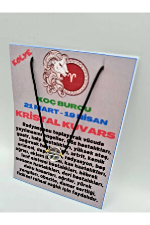 Sertifikalı Koç Burcu Kristal Kuvars Taşı Doğal Taş Kolye