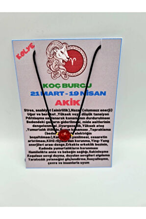 Sertifikalı Koç Burcu Turuncu Akik Taşı Doğal Taş Kolye