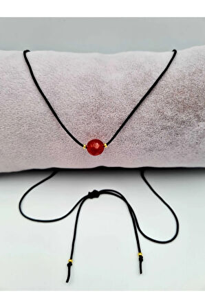 Sertifikalı Koç Burcu Turuncu Akik Taşı Doğal Taş Kolye