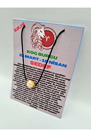 Sertifikalı Koç Burcu Sedef Taşı Doğal Taş Kolye