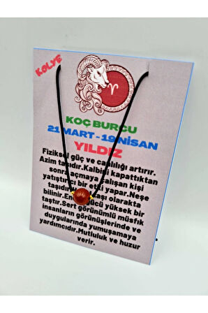 Sertifikalı Koç Burcu Yıldız Taşı Doğal Taş Kolye