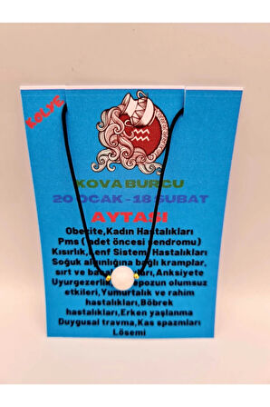 Sertifikalı Kova Burcu Aytaşı Doğal Taş Kolye