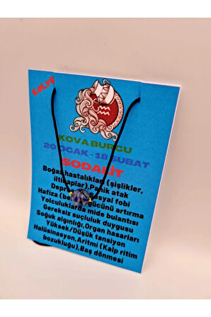 Sertifikalı Kova Burcu Sodalit Taşı Doğal Taş Kolye