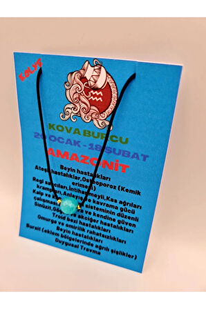 Sertifikalı Kova Burcu Amazonit Taşı Doğal Taş Kolye