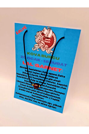 Sertifikalı Kova Burcu Lal (GARNET) Taşı Doğal Taş Kolye