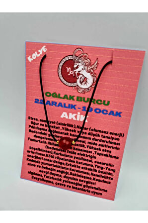 Sertifikalı Oğlak Burcu Turuncu Akik Taşı Doğal Taş Kolye