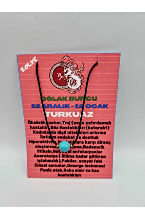Sertifikalı Oğlak Burcu Turkuaz Taşı Doğal Taş Kolye