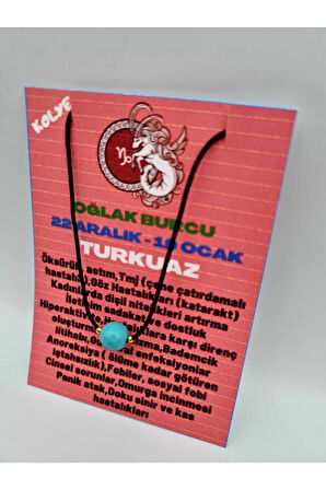 Sertifikalı Oğlak Burcu Turkuaz Taşı Doğal Taş Kolye