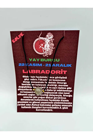 Sertifikalı Yay Burcu Labradorit Taşı Doğal Taş Kolye