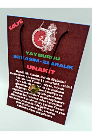Sertifikalı Yay Burcu Unakit Taşı Doğal Taş Kolye