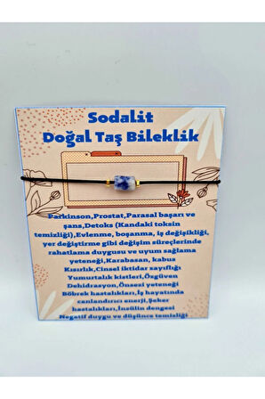 Sertifikalı Doğal Taş Sodalit Taşı Bileklik