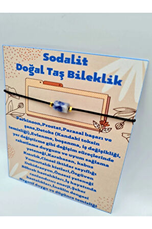 Sertifikalı Doğal Taş Sodalit Taşı Bileklik