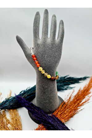 Doğal Taş 7 Çakra Bilekliği Akik Sitrin Kaplan Gözü Aventurin Lapis Lazuli Ametist Kristal Kuvars