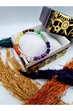 Doğal Taş 7 Çakra Bilekliği Akik Sitrin Kaplan Gözü Aventurin Lapis Lazuli Ametist Kristal Kuvars