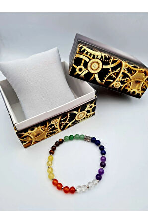 Doğal Taş 7 Çakra Bilekliği Akik Sitrin Kaplan Gözü Aventurin Lapis Lazuli Ametist Kristal Kuvars