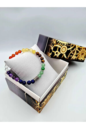 Doğal Taş 7 Çakra Bilekliği Akik Sitrin Kaplan Gözü Aventurin Lapis Lazuli Ametist Kristal Kuvars